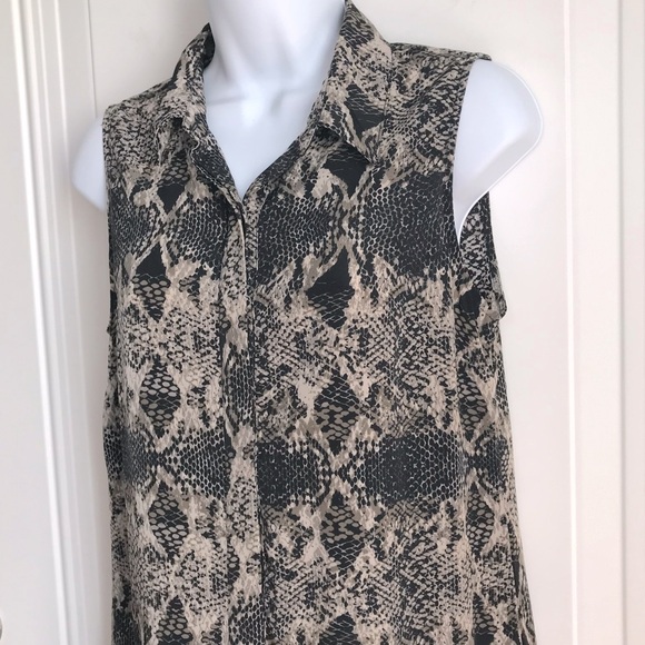 🔴 4/$15 BR tan & black snakeskin print sleeveless shirtdress in size 2 in EUC - Picture 7 of 15